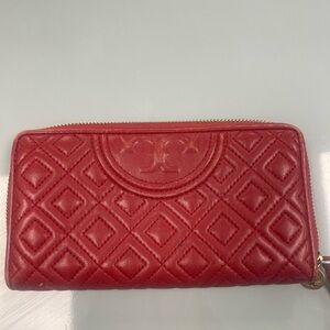 Tory Burch Red Quilted Wallet